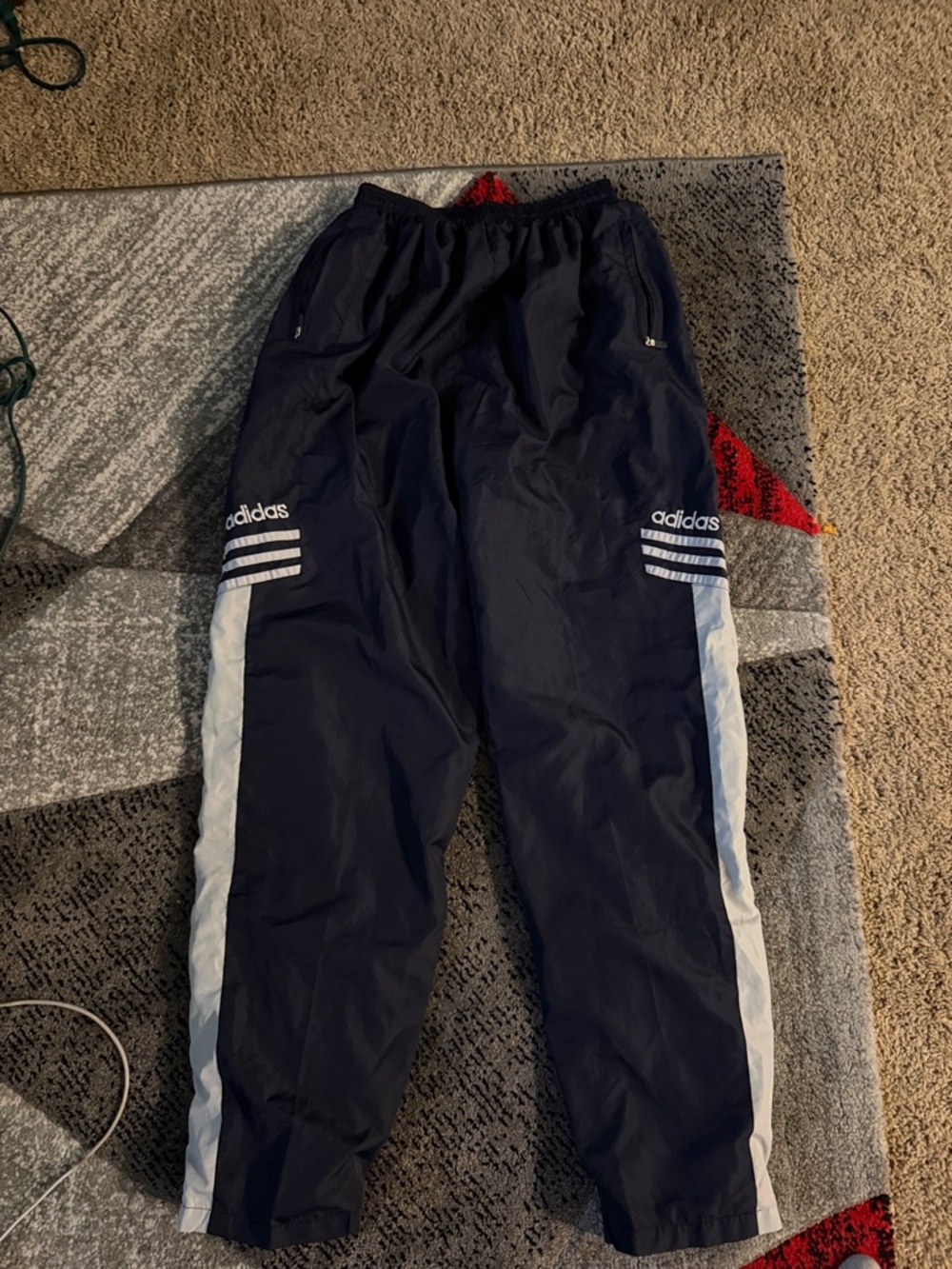 adidas Navy Track Pants with White Side Panels